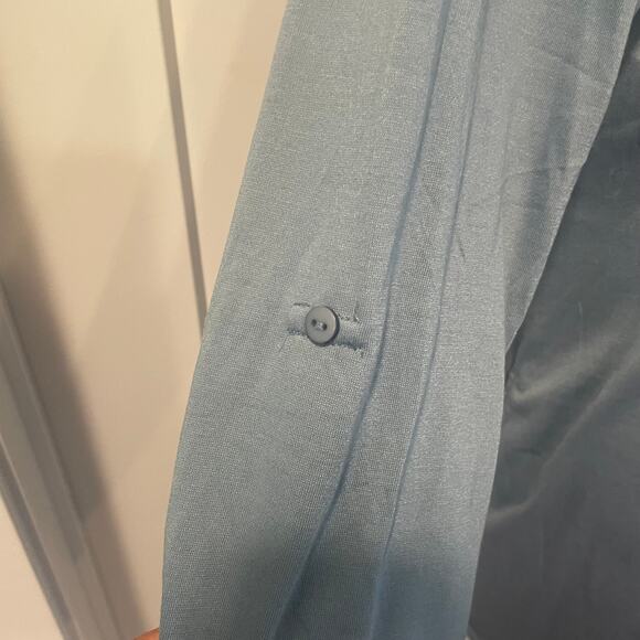 White Mark women's dress Large blue collared button down roll up long sleeves - Picture 11 of 11